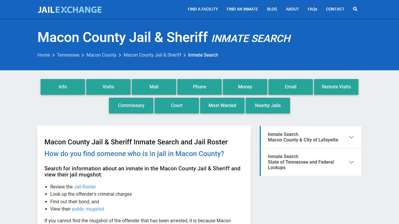 Inmate Search: Roster & Mugshots - Macon County Jail & Sheriff, TN